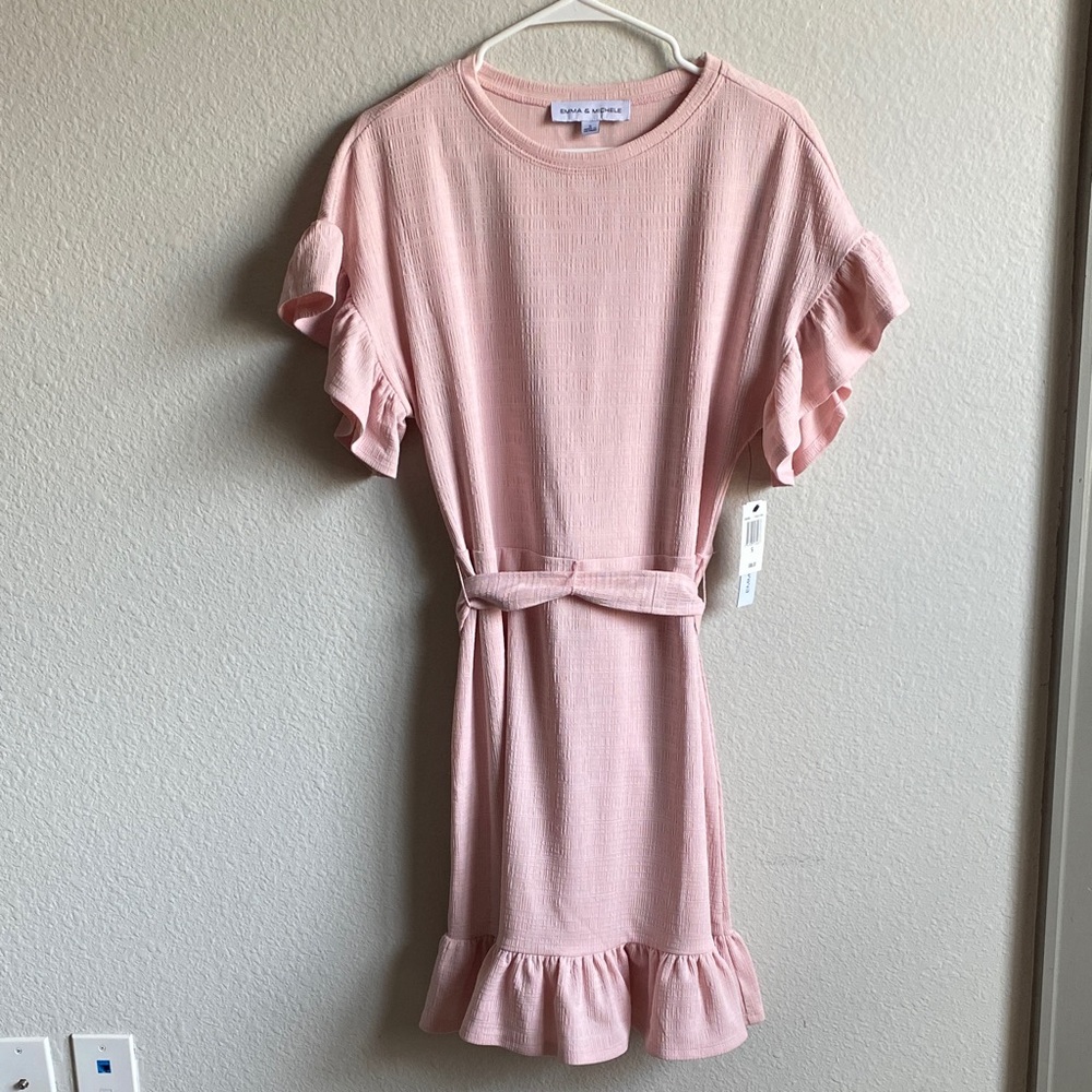 Emma & Michele Chalk Pink Ruffle Sleeve Dress